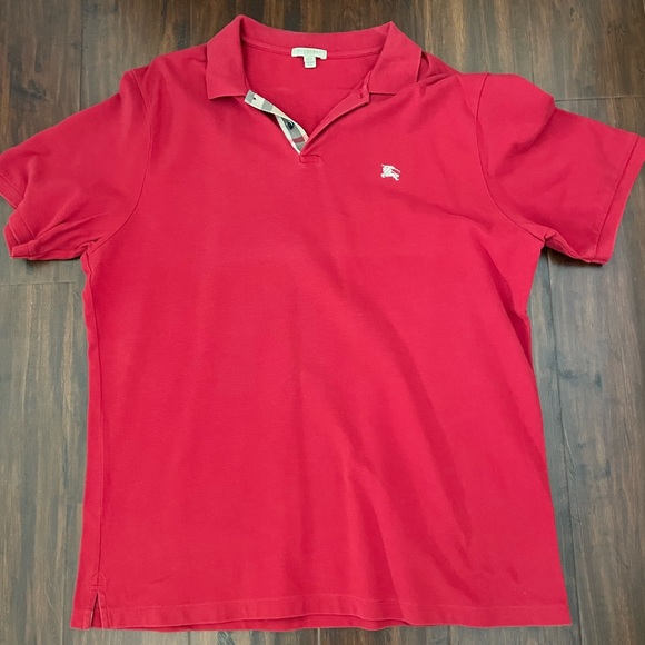 BURBERRY BRIT Mens XXL Red Polo Shirt Classic Fit - Picture 2 of 6